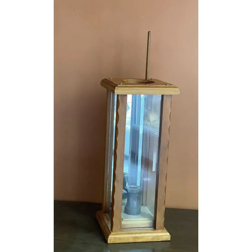 Vintage Mission Lantern Pull-Up Candle Holder – Wood & Glass classic